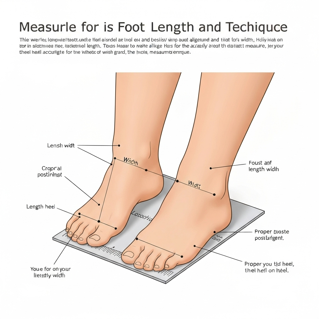 Foot measurement diagram showing proper measuring technique